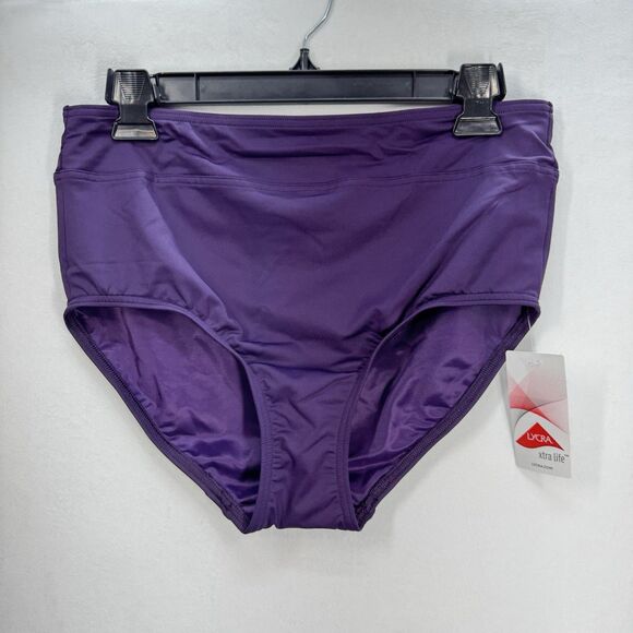 Lands End High Waisted Bikini Swim Bottoms Size 8 Purple Plum Chlorine Resistant - Picture 1 of 10